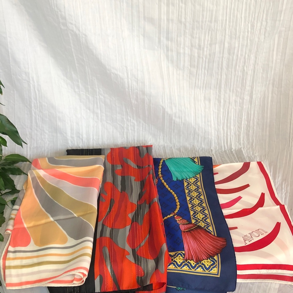 Vintage AVON 80s 90s lot 4 scarves head & neck wear from Italy & Japan